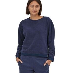 NWT Patagonia Women's Shearling Crewneck Sweatshirt, Navy S